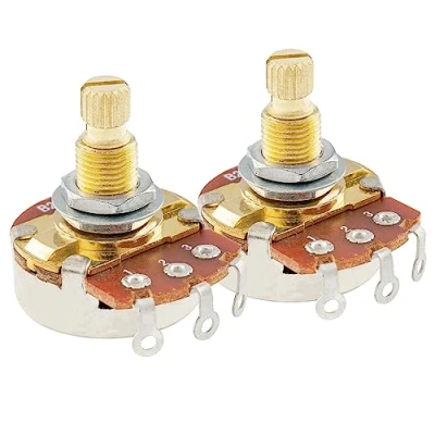 Abbildung von Musiclily Pro Messinggewinde Full Metrische Größe Split Shaft Control Poti B25K Linear Taper Potentiometers für Gitarre (2er Set)
