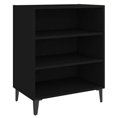Abbildung von vidaXL Sideboard mit 3 Regalböden Bücherregal Standregal Beistellschrank Bücherschrank Regal Schrank Kommode Anrichte Schwarz 57x35x70cm Holzwerkstoff