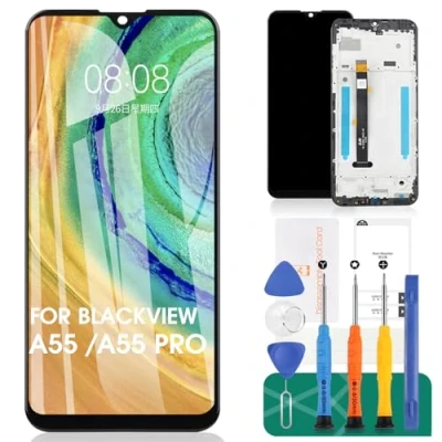 Abbildung von Ersatz LCD Display für Blackview A55 Pro / Touch Digitizer (Schwarz, mit Rahmen)