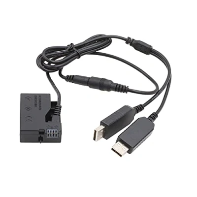 Abbildung von HangTon Dual USB auf LP E8 Dummy Akku für Canon EOS Rebel T5i T4i T3i T2i, 700D 650D 600D 550D, Kiss X6 X5 X4 DSLR Kamera