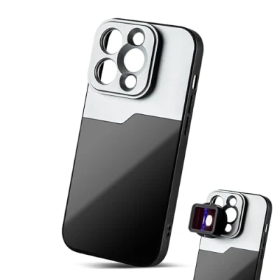 Abbildung von MOJOGEAR 17 mm Objektivgehäuse für iPhone 14 Gewinde Makroobjektiv, Teleobjektiv, anamorphotische Linse oder DOF Adapter Stabiles Gehäuse Schwarz/Grau