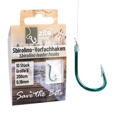 Abbildung von Zite Fishing Sbirolino Haken Größe 6 10 200 cm Forellenhaken Blau mit monofiler Vorfachschnur Stück Angelhaken &amp; Vorfachhaken Gebunden Forellen Angeln (#6)