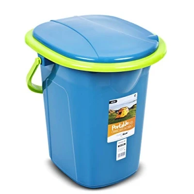 Abbildung von GreenBlue Campingtoilette GB320, mit Tragegriff / Toilettenpapierhalter und Auskipp Hilfe