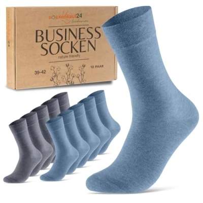 Abbildung von 10 Paar Premium Socken Herren Damen Baumwolle Komfortbund ohne Naht 70101T (Jeansblau 39 42)