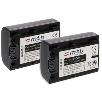 Abbildung von 2X Akku NP FV50 für Sony HDR CX900... / DEV 50V.. NEX VG900... FDR AX100... DCR SR..., SX... (s. Liste)