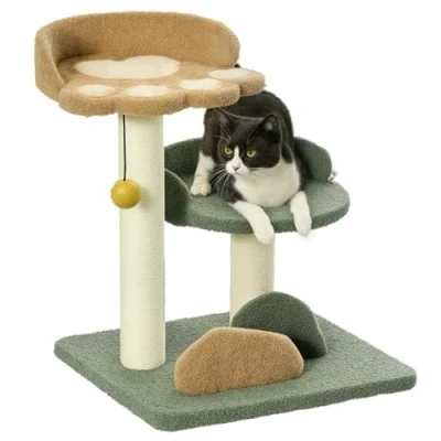 Abbildung von PawHut Kratzbaum Katzenkratzbaum mit 2 Ebenen, Katzenbaum Spielbal, Sisal, 43B x 39T 52H cm