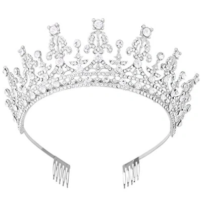 Abbildung von Vofler Tiaras und Kronen für Frauen, Königin Silber Kristall Strass Haarschmuck Damen kleine Mädchen Braut Prinzessin Geburtstag Hochzeit Festzug Abschlussball Halloween Kostüm Party mit Kämmen