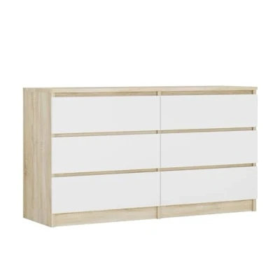 Abbildung von 3E 3xE living.com Kommode mit 6 Schubladen, Farbe: Sonoma Eiche/Weiss, A: 140 x 79 39 cm