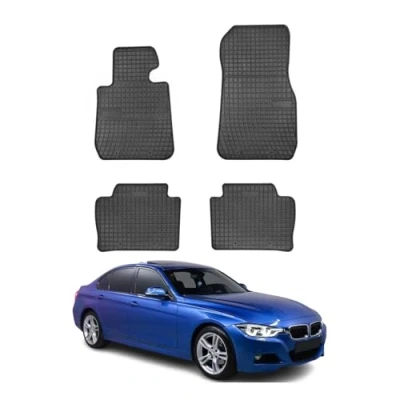 Abbildung von OMAC Gummi Fußmatten kompatibel mit BMW 3er F30 F31 M3 F80 2012 2019 Automatten Schwarz 4X