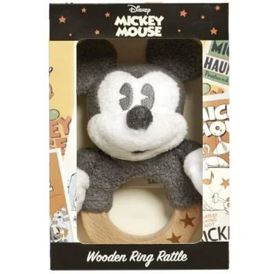 Abbildung von Rainbow Designs Offizielles Disney Mickey Mouse Memories Holzring Rassel sensorisches Spielzeug für Babys