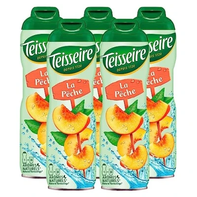 Abbildung von Teisseire Getränke Sirup Peach/Pfirsich 600ml der genauso schmeckt wie die Frucht (5er Pack)