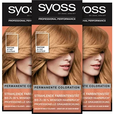 Abbildung von SYOSS inspiriert von PANTONE 16 1337 Coral Gold Permanente Coloration Stufe 3, 3er Pack (3x 115 ml)