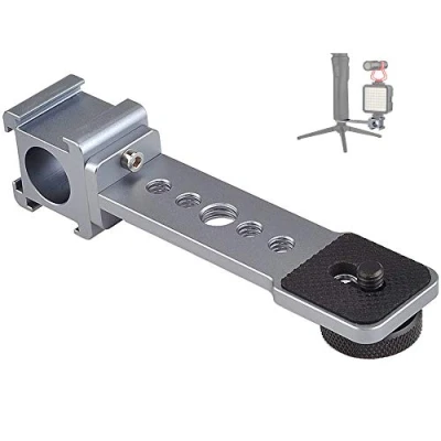 Abbildung von Dreifach Kardan Mikrofonhalterung, Mikrofon LED Licht Verlängerungsstange Adapter für DJI OM4 OSMO Mobile 3, Smooth 4, Hohem iSteady Mobile+, Feiyu, MOZA, DSLR, Gimbal Stabilisator
