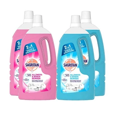 Abbildung von SAGROTAN Blütenfrische &amp; Frischtraum 4 x 1,5l Allzweckreiniger (Multipack, [4 St. entfernt 99,9% der Bakterien für kraftvolle Boden und Oberflächenreinigung)