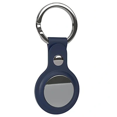 Abbildung von EAZY CASE Schlüsselanhänger Anhänger kompatibel mit Apple AirTag, Airtags Hülle aus Silikon Schlüsselring Kratzfeste Tasche Nacht Blau