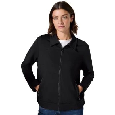 Abbildung von Cecil Jacke MIT Hemdkragen Sweatjacke, Damen, Größe: XL, Schwarz