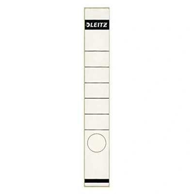 Abbildung von Leitz Rückenschild selbstklebend für Standard und Hartpappe Ordner, 10 Stück, 50 mm Rückenbreite, Langes schmales Format, 39 x 285 mm, Papier, weiß, 16480001