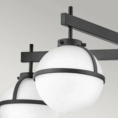 Abbildung von Hinkley HK HOLLIS 5 O BK Badezimmerleuchte Deckenleuchte E14 5x40W IP44 Stahl schwarz Glas Opal geätzt H:30.5cm B:81.3cm dimmbar, mit Diffusor