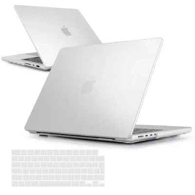 Abbildung von iNeseon Hülle Kompatibel mit 2021 2024 MacBook Pro 14 Zoll M4 M3 M2 M1 Pro/Max A3112 A3185 A3401 A2918 A2992 A2779 A2442, Plastik Hartschale Schutzhülle Case und Tastaturschutz, Matt Transparent