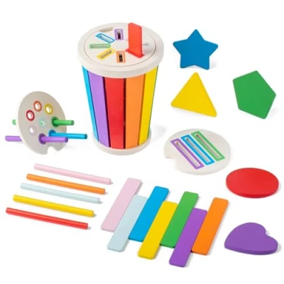 Abbildung von Smartwo Montessori Spielzeug ab 1 Jahr, Kinderspielzeug zum Farben Lernen, Sortierspiel Steckspiele Lernspiele 2 Jahre, Holzspielzeug Baby, Motorikspielzeug, Geschenk für Mädchen Jungen