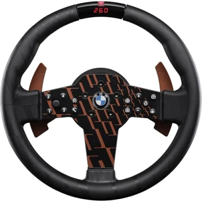 Abbildung von FANATEC CSL Elite Offiziell Lizenziertes BMW Sim Racing Lenkrad Gummierte Griff, LED RevStripe, Tuning Menü, Metall Schaltwippen für PC, PS5, PS4