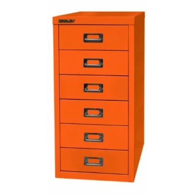 Abbildung von BISLEY MultiDrawer, 29er Serie, DIN A4, 6 Schubladen, Metall, 603 Orange, 38 x 27.9 59 cm