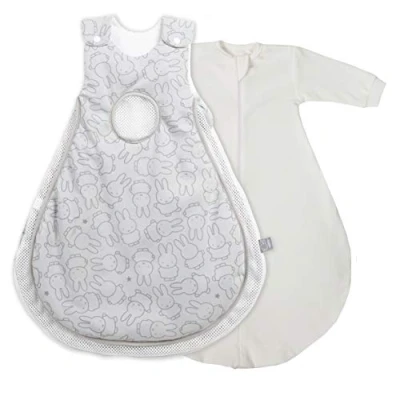 Abbildung von roba Babyschlafsack 56/62 cm Air PLUS miffy + Strampelsack mit Ärmeln safe asleep Schlafsack ganzjährig für Neugeborene Grau Hasen Motiv