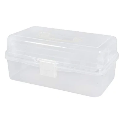 Abbildung von Rayher Aufbewahrungsbox / Sortierbox Kunststoff Werkzeugkiste mit Tragegriff, 3 Ebenen, 31 x 17 15 cm, zum Sortieren und Ordnen von Kleinteile, Organizer Box, Aufbewahrungskoffer Clip, 39573000