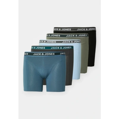 Abbildung von Jack &amp; Jones Jacevan Solid Trunks 5 PACK Panties, Herren, Größe: 5XL, Asphalt/oceanview/black/agave green/blue