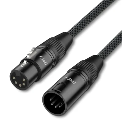 Abbildung von J&amp;D 5 PIN XLR DMX Kabel, DMX512 polig Stecker auf Buchse 512 Turnaround Bühnenlichtkabel, Blau, 1.5 m