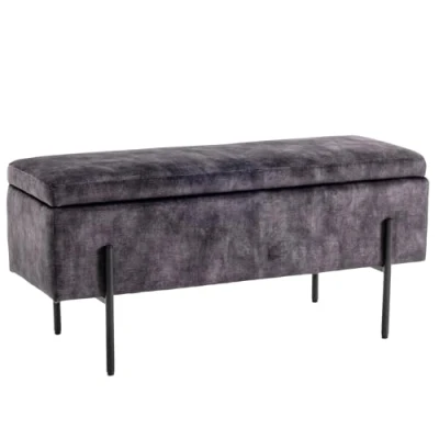 Abbildung von riess ambiente Sitzbank LOFT 100cm grau / schwarz (Einzelartikel, 1 St), Wohnzimmer · Samt Metall mit Stauraum Flur Schlafzimmer