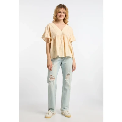 Abbildung von DREIMASTER Vintage Damen Tunika S / Beige Creme 100% Baumwolle