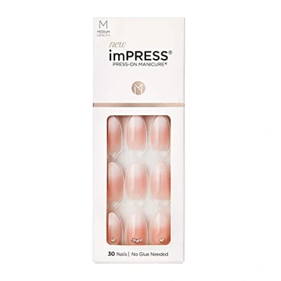 Abbildung von KISS imPRESS Press On Manicure, Awestruck, mittellang, quadratisch, mit PureFit Technologie, enthält Reinigungspad, Mini Feile, Manikürstäbchen und 30 künstliche Nägel
