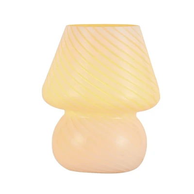 Abbildung von Lindby Tischleuchte Andriana, gelb/weiß, Glas, Ø 15 cm
