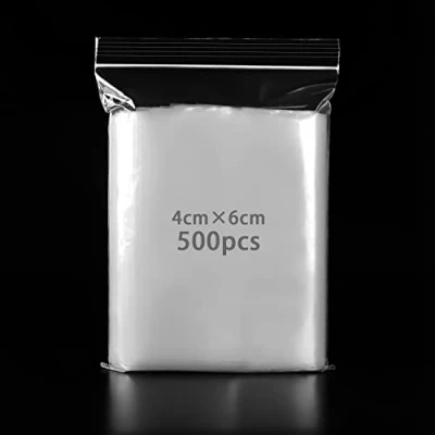 Abbildung von PACKRA 500Stk Druckverschlussbeutel Klein Zipper Beutel, Transparent Wiederverschließbare Plastikbeutel Schnellverschluß Tüten, Polybeutel Tüte Verschlussbeutel Zip Tüten 4x6cm