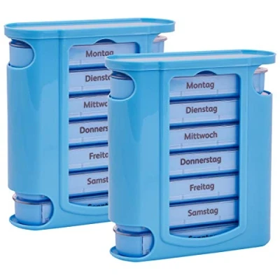 Abbildung von Wellgro Pillendose 2x Tablettenbox für 7 Tage je 4 Fächer pro Tag