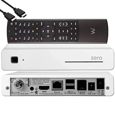 Abbildung von VU+ Zero HW Version 2 1x DVB S2 Full HD Sat Tuner E2 Linux Receiver, YouTube, Satellit Receiver mit Aufnahmefunktion, Kartenleser, Media Player, USB, + EasyMouse HDMI Kabel, weiß