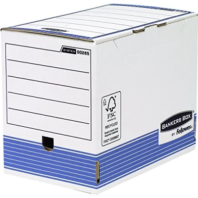 Abbildung von Bankers Box Archivschachtel A4 mit FastFold System, 200 mm, FSC, 10er Packung, weiß/blau