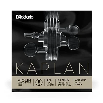 Abbildung von D&#039;Addario Kaplan Golden Spiral Solo Violinensaite Einzelsaite E K420B 5 Violinsaiten 4/4 Skala, Hohe Spannung, Kugelende