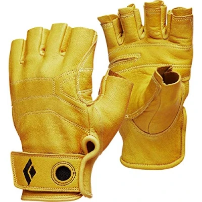 Abbildung von Black Diamond STONE GLOVES, Strapazierfähiger Halbfinger Handschuh aus Leder zum Klettern, Sichern, Abseilen, Arbeiten und für Klettersteige, Natural, Gr. Extra Small