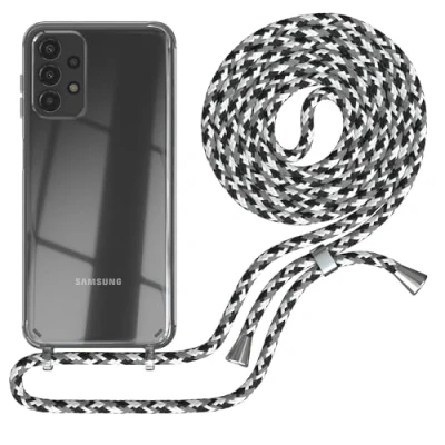 Abbildung von EAZY CASE Handykette kompatibel mit Samsung Galaxy A13 (4G / 5G) Handyhülle Umhängeband Handykordel Schutzhülle Silikonhülle Hülle Band Stylische Kette Schwarz Camouflage