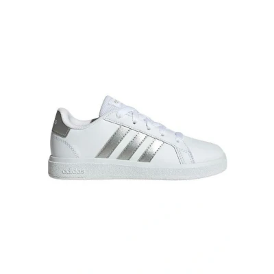 Abbildung von adidas Grand Court Lifestyle Tennis Lace Up Shoes Tennisschuhe, White/Matte Silver/Matte Silver, 36 EU