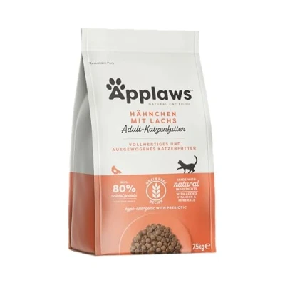 Abbildung von Applaws Katzentrockenfutter Adult, Huhn mit extra Lachs, getreidefrei und komplett 7,5 kg (1 Packung)