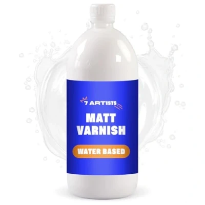 Abbildung von 7 Artists Acryllack Farblos 1000 ml Glas Matt Mattlack Mattes Klarlack für Acrylfarben auf Wasserbasis Überlack Acrylfarbe Durchgetrocknete Aufmalungen