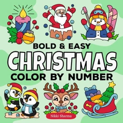 Abbildung von Christmas Color by Number: Bold and Easy Coloring Book for Adults Kids, Simple Winter Cute Designs fun relaxation