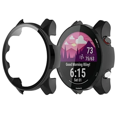 Abbildung von Onetuo Schutzhülle für Garmin Forerunner 255 Smartwatch, Hard PC hülle mit Glas Displayschutz kompatibel /255S Smartwatch (255 46mm hülle, Schwarz)