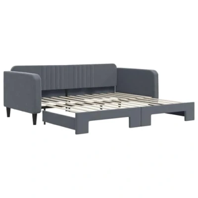 Abbildung von vidaXL Bett Tagesbett Ausziehbar Dunkelgrau 100x200 cm Samt
