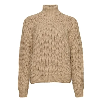 Abbildung von Superdry Slouchy Stitch ROLL NECK Strickpullover, Damen, Größe: 40, Soft beige marl