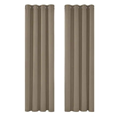 Abbildung von Deconovo Gardinen Blickdicht Vorhang Schlafzimmer Kälteschutz Vorhänge Blickdicht, 214x117cm(HöhexBreite), Taupe, 2er Set