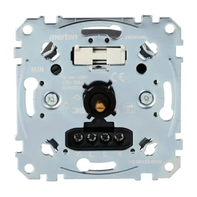 Abbildung von Schneider Electric MEG5133 0000 Dimmschalter,Unterputz Drehdimmer Einsatz für induktive mir Druck Wechselschalter Last Trafos, Glühlampen, Halogenlampem 40 600 W/VA, Phasenanschnitt Silber